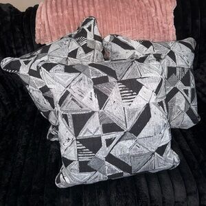 New Never Used Geometric Black and Gray Throw Pillows